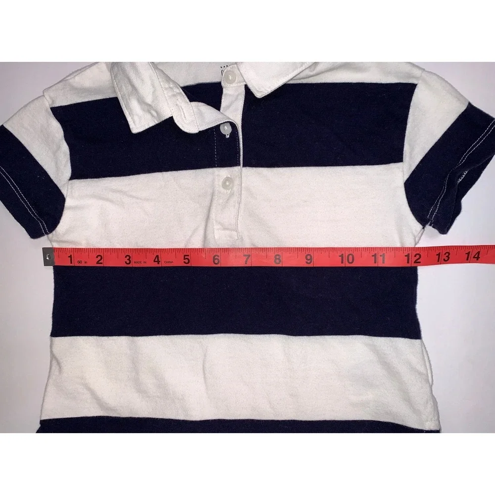 Baby Gap Toddler‎ Boys Rugby Prep Top Navy Blue White Striped Polo Shirt Size 4T